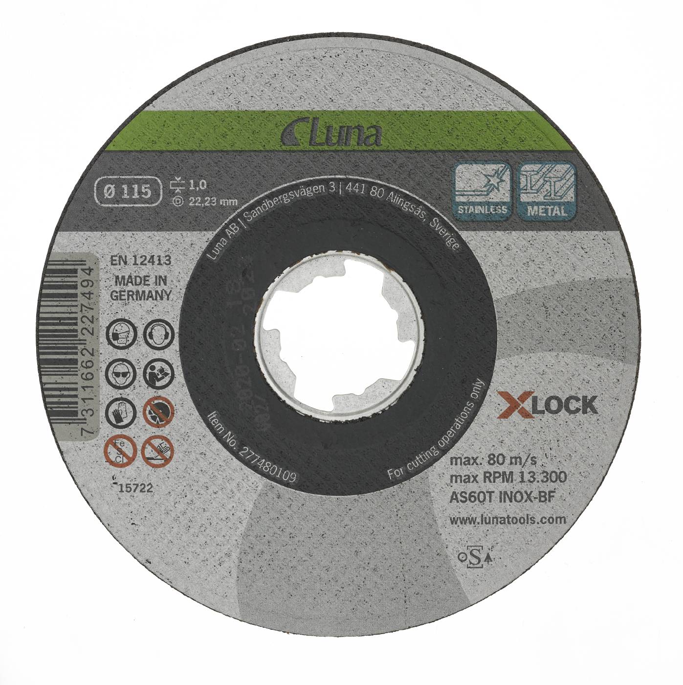 CUTOFF WHEEL XLOCK 115X1,0MM Luna tools